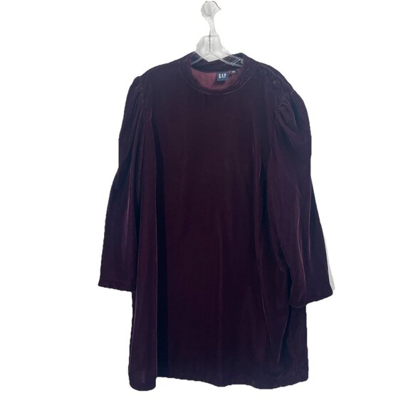 GAP Dresses & Skirts - GAP Velvet Puff Long Sleeve Shift Dress Burgundy Whimsigoth Dark Romantic XXL